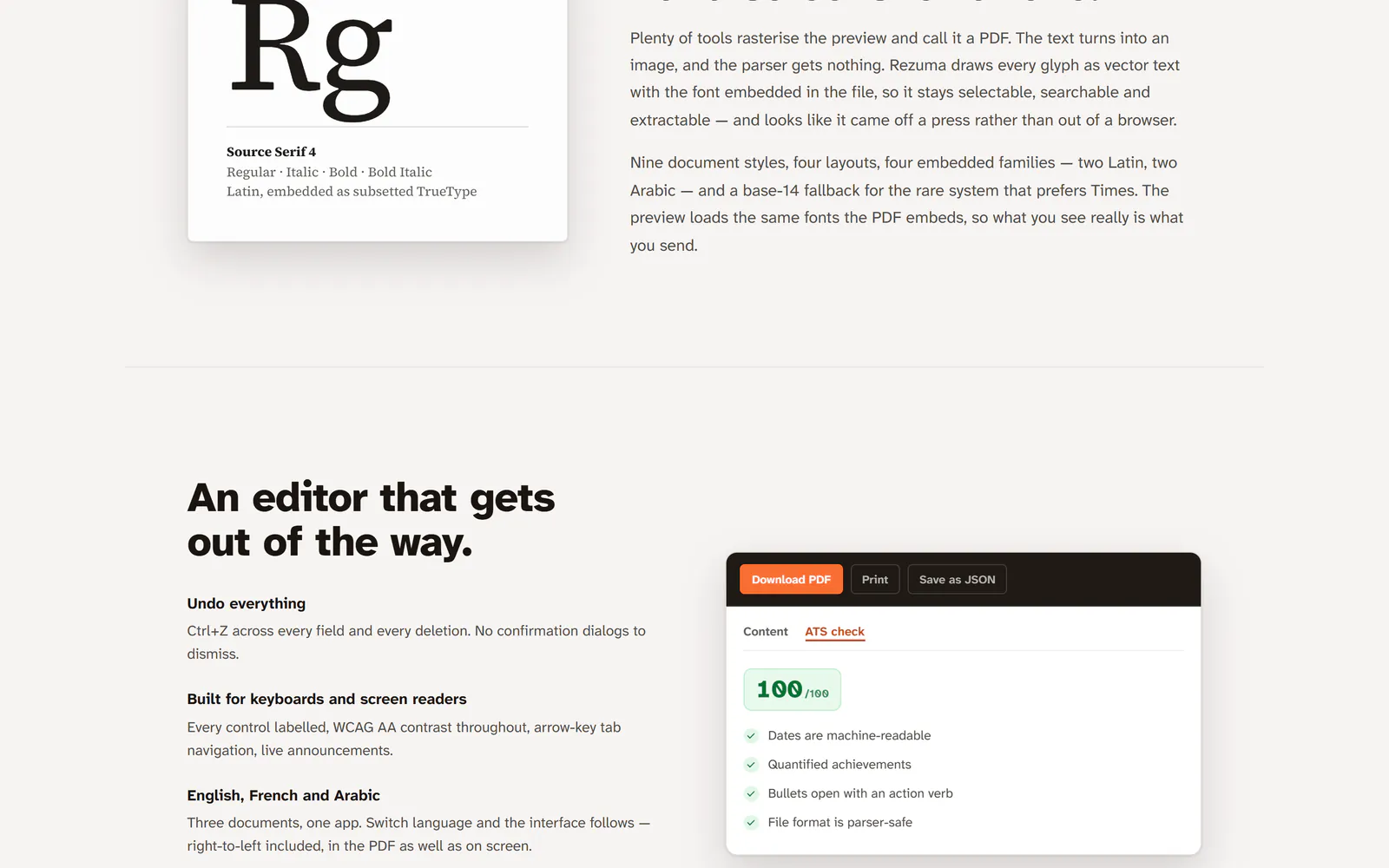 Editor details and the ATS check score