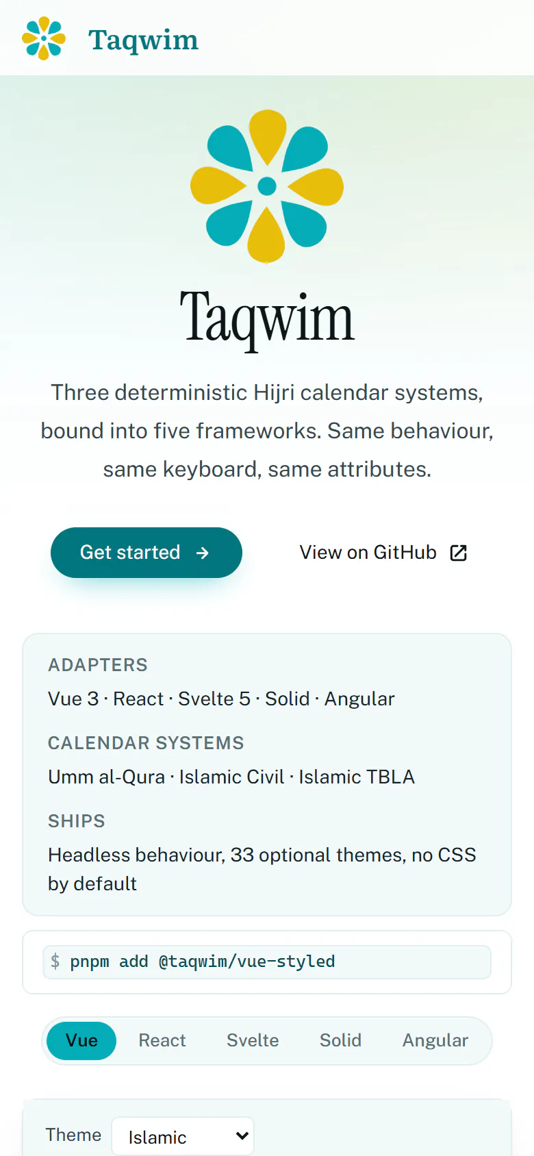 Taqwim on a phone